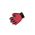 Textile and rubber glove, for brushing pets, red color, right hand